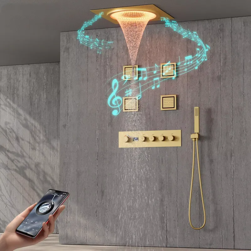 Home And Bathroom - مجموعة دش ذكية بإضاءة LED مع