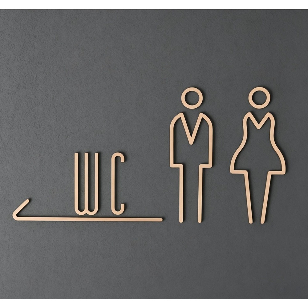 Home Bathroom Door Signs - لافتة باب حمام من النحاس، لافتة
