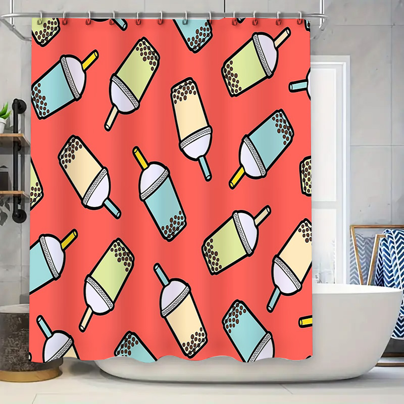 Home Decor Bathroom Ideas - ستارة حمام فريدة بتصميم شاي الفقاعات،