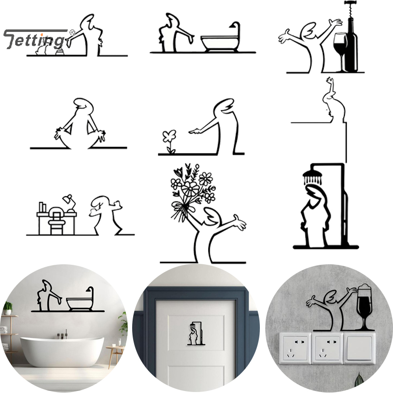 Home Bathroom Door Signs - أسود دش الشكل الجدار الديكور الحد