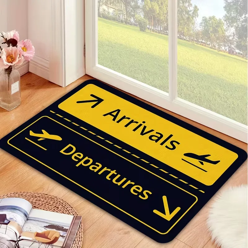 Home Bathroom Door Signs - سجادة مدخل مضحكة بعلامة المطار مع