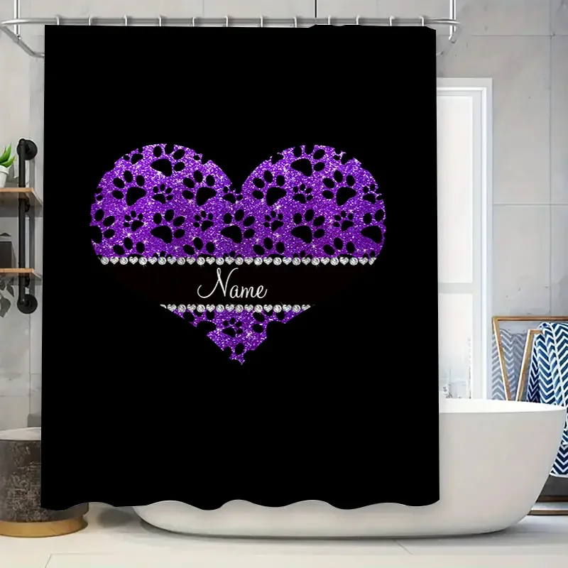 Home Bathroom Name - ستارة دش على شكل قلب أرجواني