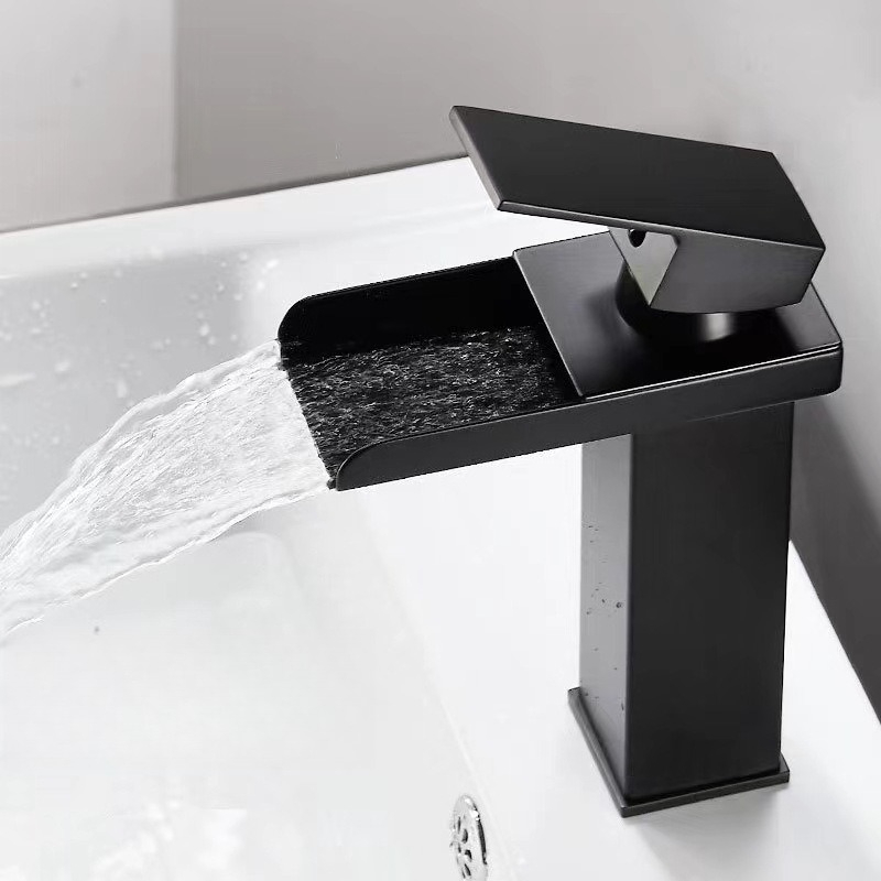 Bathroom Home Improvement - أسود شلال حوض الحنفيات ثقب واحد