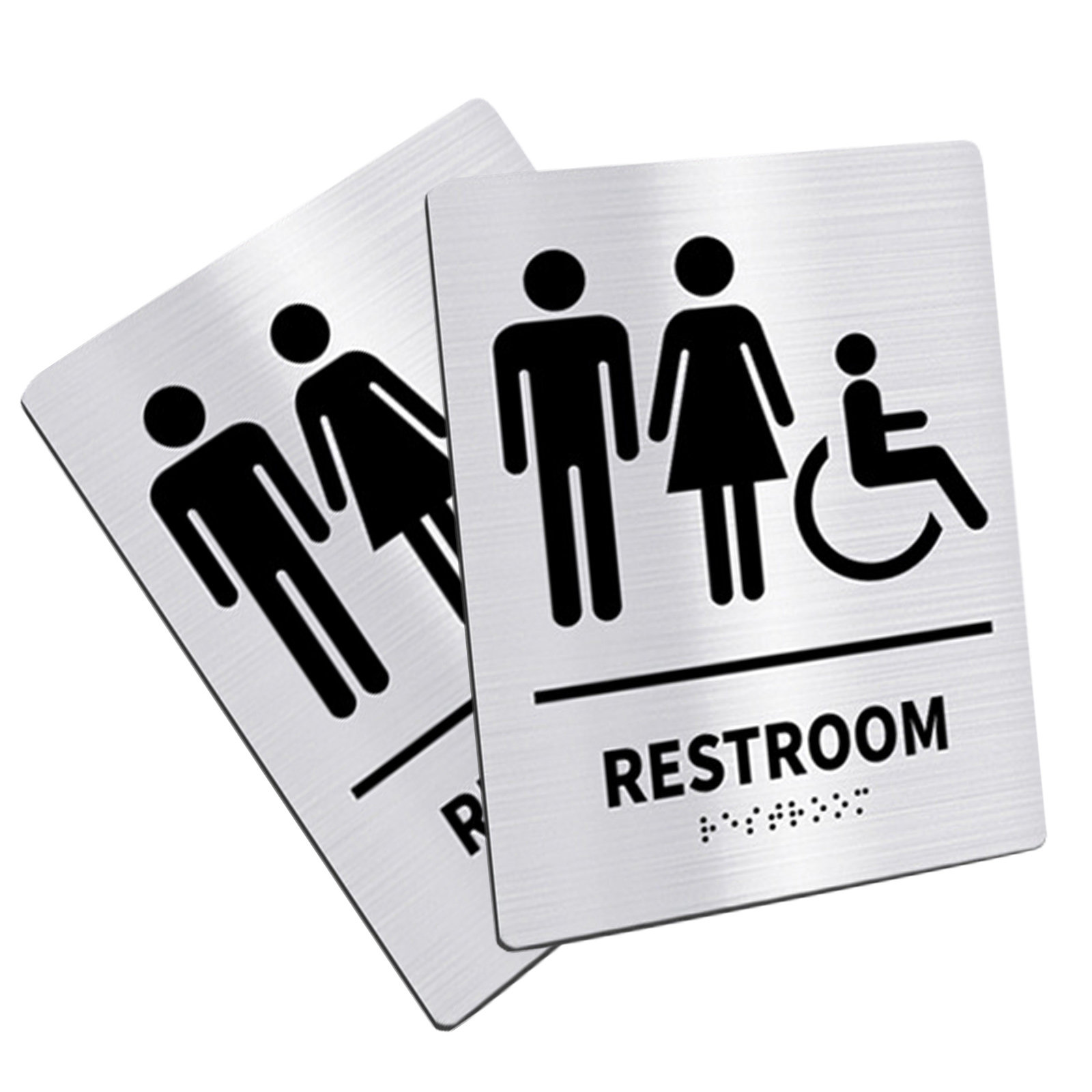 Home Bathroom Door Signs - قطعتان من لافتات الحمام من الفولاذ