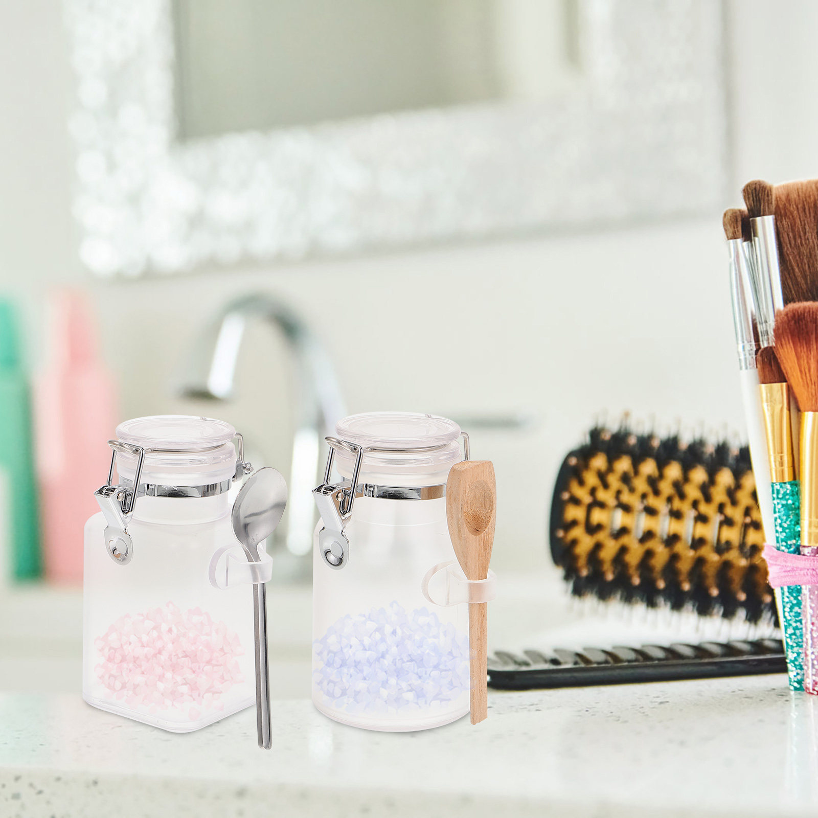 Bath Salts Jar - مجموعتان من عبوات تخزين ملح الاستحمام