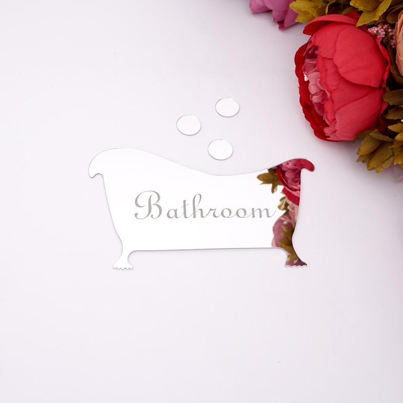 Home Bathroom Door Signs - علامة مدخل الحمام الاكريليك مرآة سطح