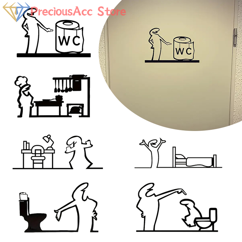 ملصقات فنية بسيطة من La Linea  - مراجعة Home Bathroom Door Signs وسعره