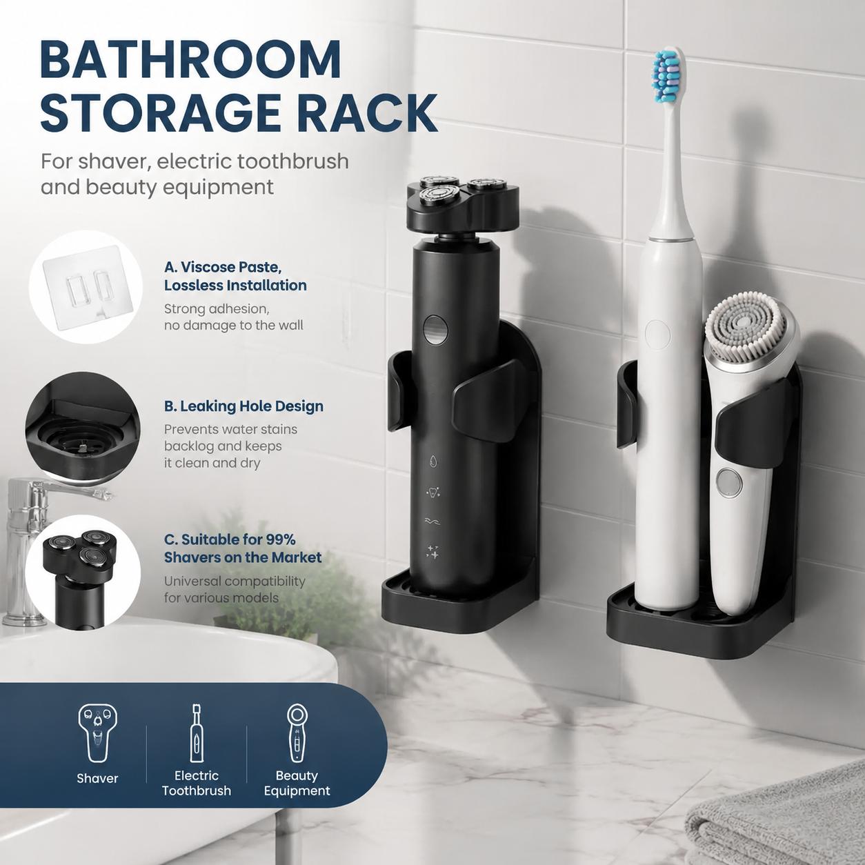 حامل فرشاة أسنان ذاتي اللصق بد - مراجعة Home Essentials Bathroom Accessories وسعره