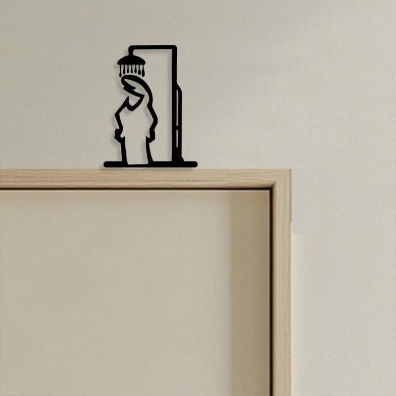 1 قطعة خط الحد الأدنى المعادن  - مراجعة Home Bathroom Door Signs وسعره