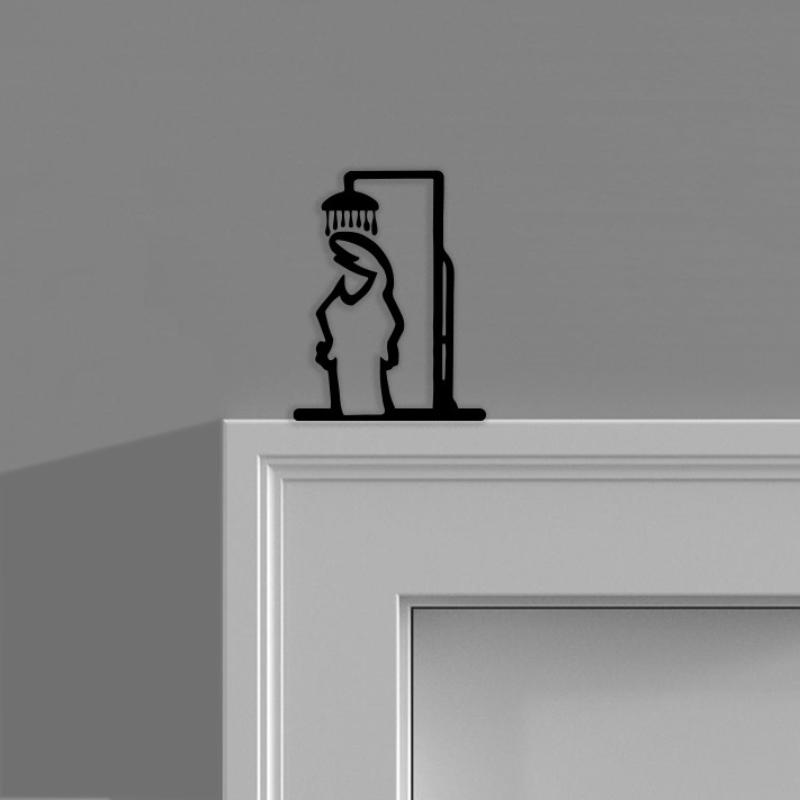 1 قطعة خط الحد الأدنى المعادن  - مراجعة Home Bathroom Door Signs وسعره