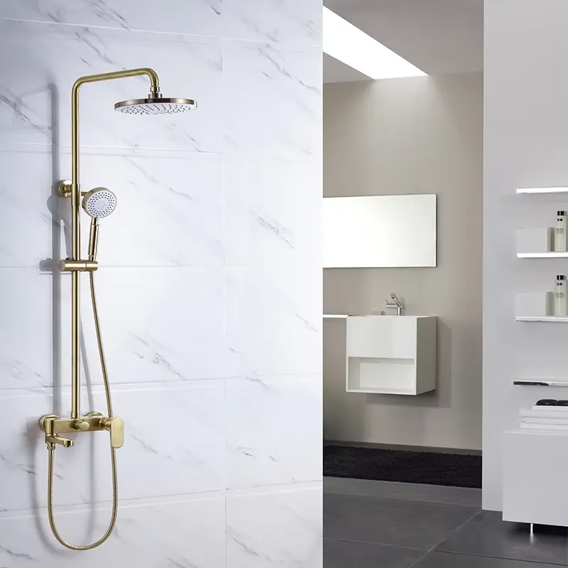 طقم دش مطري نحاسي عصري بمقبض و - مراجعة Shower Head Rain وسعره