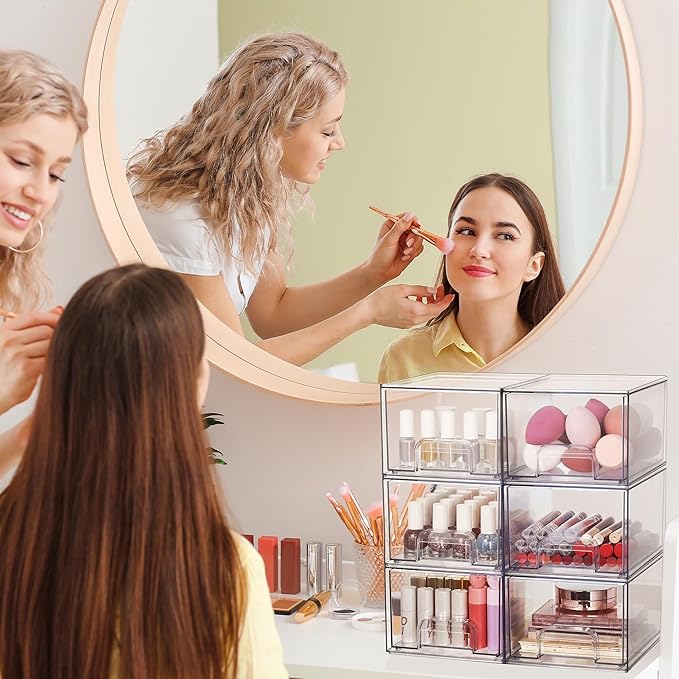 منظم مكياج شفاف من الأكريليك ب - مراجعة Home Bathroom Vanity وسعره