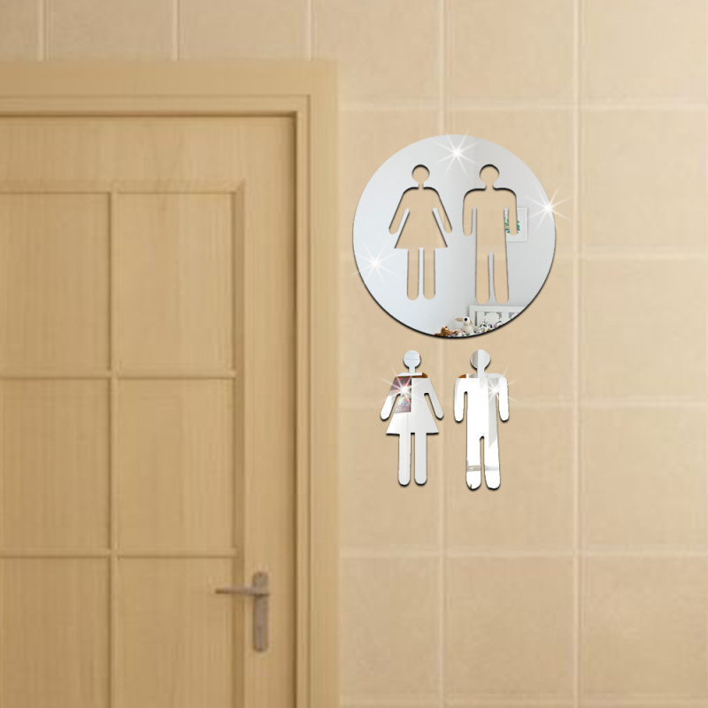 ثلاثية الأبعاد مرآة الاكريليك  - مراجعة Home Bathroom Door Signs وسعره