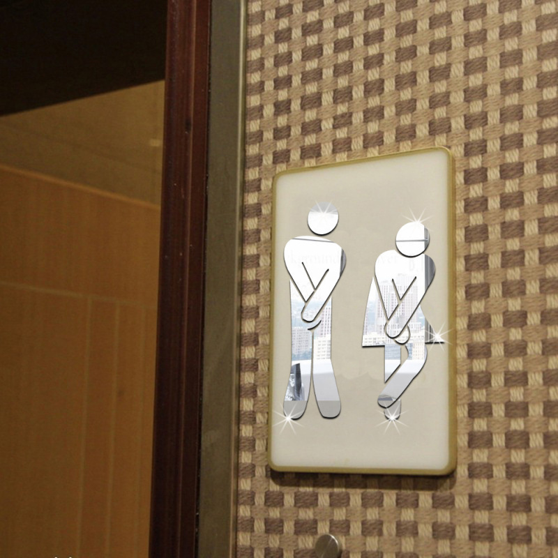 ثلاثية الأبعاد مرآة الاكريليك  - مراجعة Home Bathroom Door Signs وسعره