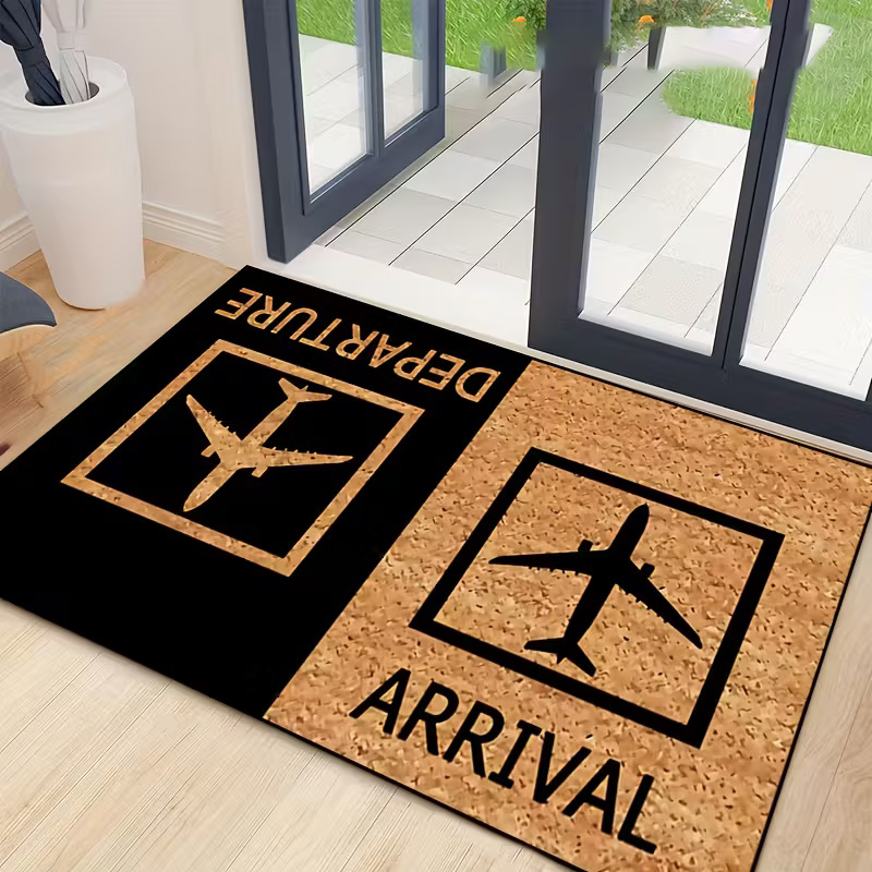 سجادة مدخل مضحكة بعلامة المطار - مراجعة Home Bathroom Door Signs وسعره