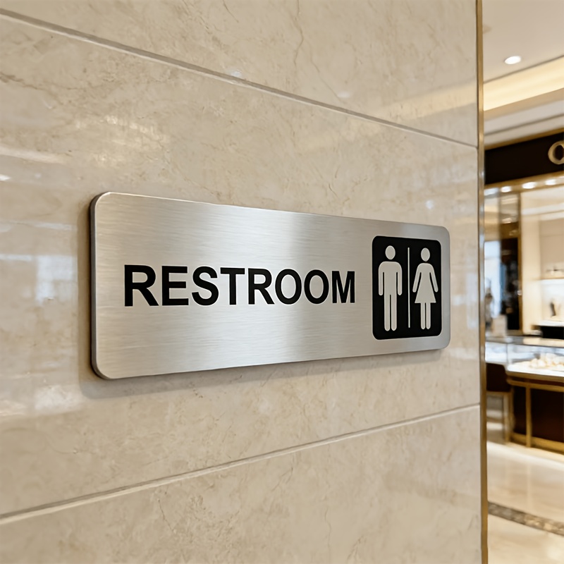 لافتة حمام معدنية مصقولة ذاتية - مراجعة Home Bathroom Door Signs وسعره