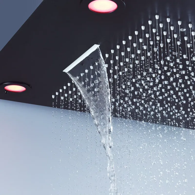 طقم دش أسود مع خلاط حراري، لوح - مراجعة Shower Head Rain وسعره
