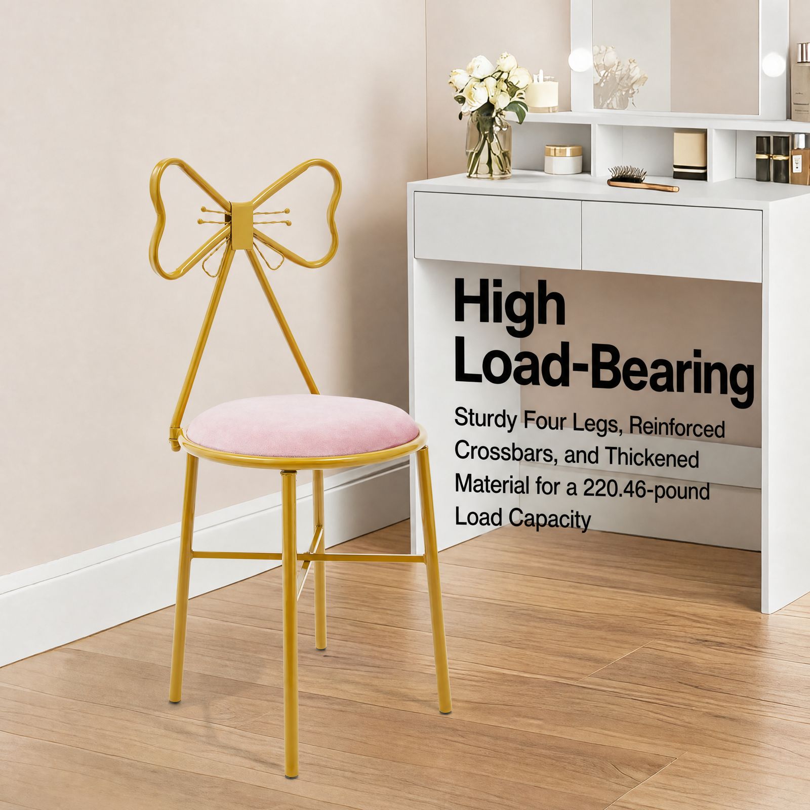 كرسي مكياج بمسند ظهر على شكل ف - مراجعة Home Bathroom Vanity وسعره