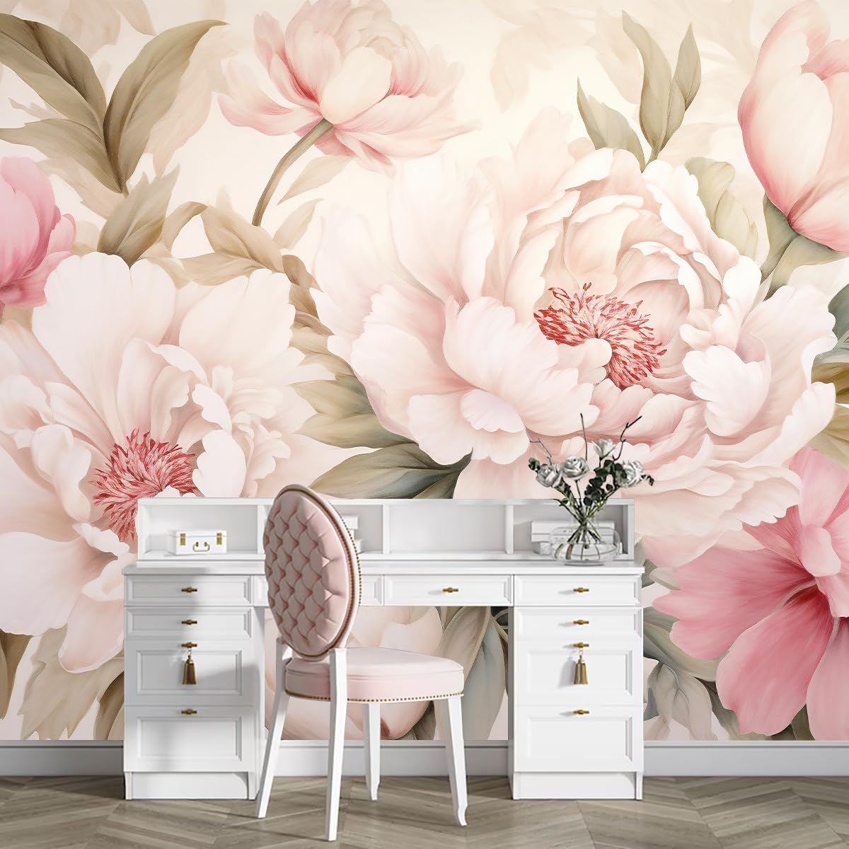 ورق جدران أنيق بتصميم زهور الف - مراجعة Home Bathroom Vanity وسعره