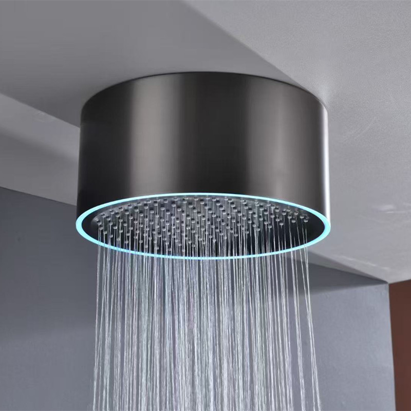 طقم دش أسود مطفي بإضاءة LED، خ - مراجعة Shower Head Rain وسعره
