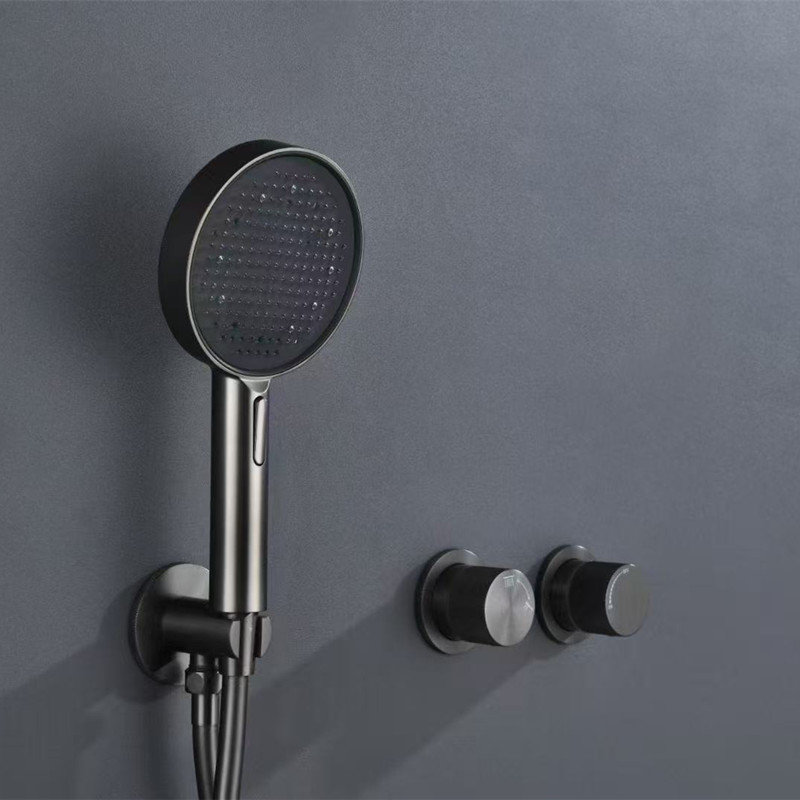 طقم دش أسود مطفي بإضاءة LED، خ - مراجعة Shower Head Rain وسعره